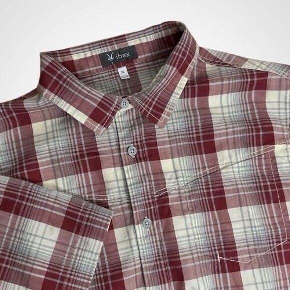 NWOT Ibex Plaid 100% Wool Button Up Short Sleeve Outdoors Camping Shirt Mens XL - Picture 1 of 11